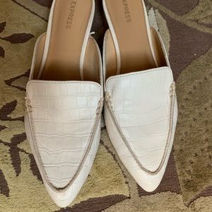 Express snakeskin mules